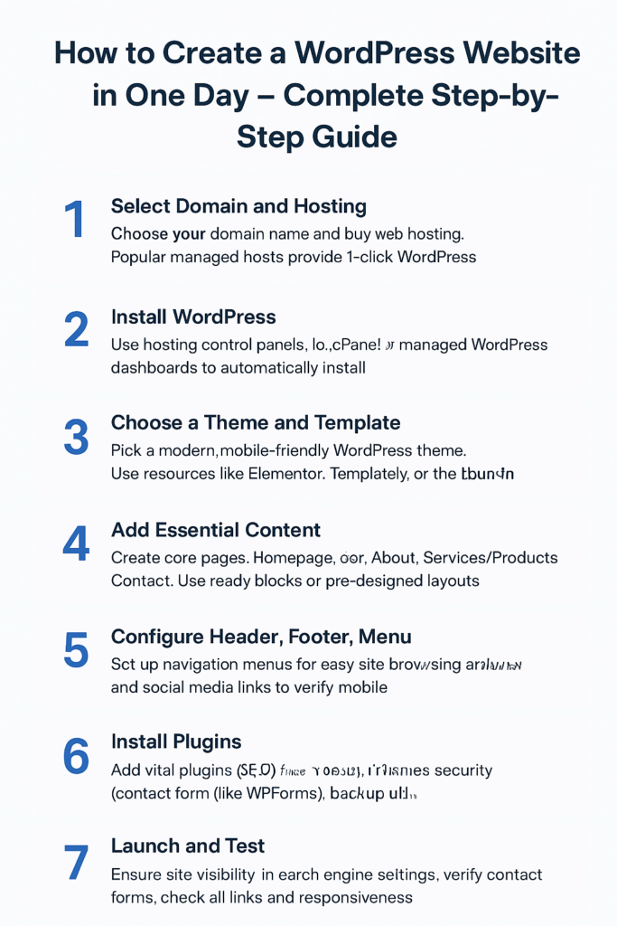 how to create a wordpress website in one day